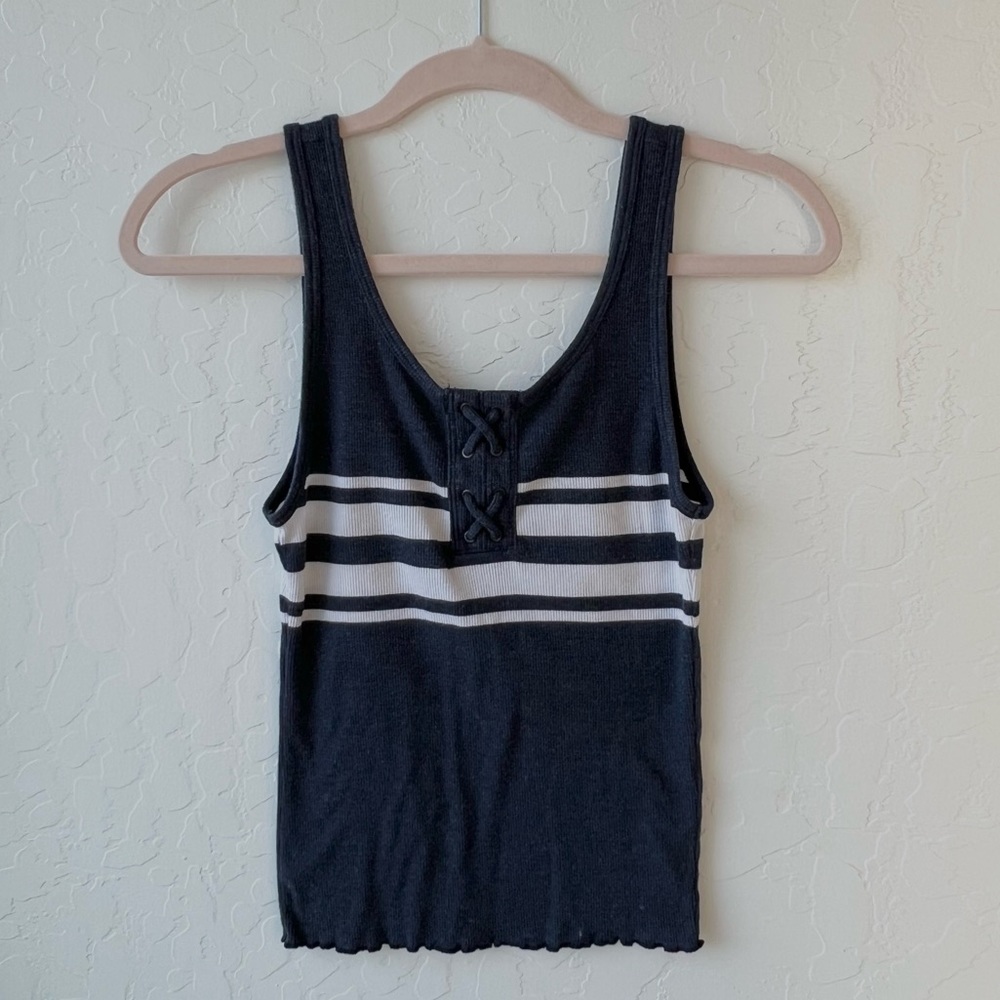 Hollister Must Have Collection Blue and White Stripe Tank Top
